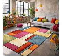 tapis entrée 40x60 tissé mutlicolore rectangle motif géométrique LYN8 GEOME