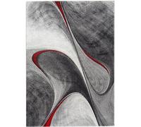 tapis entrée 40x60 tissé rouge et gris rectangle motif géométrique LYN8 MADILA