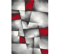 tapis entrée 40x60 tissé rouge rectangle motif géométrique LYN8 ULTIMA