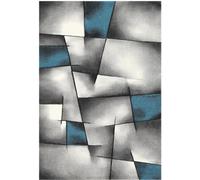 tapis entrée 40x60 tissé turquoise rectangle motif géométrique LYN8 ULTIMA