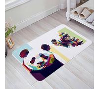 Tapis Entree 40X60Cm, Art Géométrique Abstrait Coloré Représentant des Pandas Et des Chimpanzés Tapi Entrée Durable Tapis De Bain pour Porte D'Entrée Entrée Cuisine