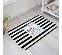 Tapis Entree 40X60Cm, Lapin De Pâques Bonjour Lapin Violet Roses Vert Carreaux Rayures Noires Tapi Entrée Durable Tapis De Bienvenue pour Déco Salle De Bain Couloir