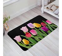 Tapis Entree 40X60Cm, Tulipe Noire Printanière Fleur De Couleur Tapi De Douche Durable Tapis De Bain pour Déco Porte D'Entrée Couloir