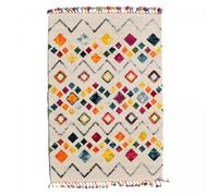 tapis entrée 60x110 tissé crème et jaune rectangle motif berbère LYN5 OURIKA