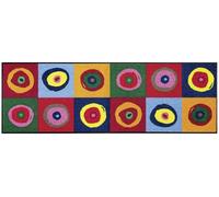tapis entrée 60x180 tissé multicolore rectangle motif rond SERGEJ
