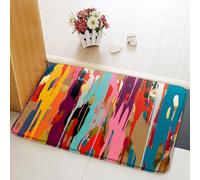 Tapis Entree Abstrait Multicolore Rainbow Coloré Géométrique Couleur Art Rayé, Indestructible Tapi Entrée Anti-Poussière Tapis Bains 40X60Cm pour Couloir Extérieur Terrasse