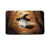 Tapis Entree Exterieur Halloween Fantôme Effrayant Automne Sorcière Balai Chauve-Souris Arbre Mort Sombre Académie Gothique Tapis D'Entrée Durable Douces Paillasson D'Entree Pour40X60Cm