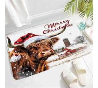 Tapis Entree Exterieur Vache De Noël Home Tapis Absorbant Anti-Poussière Paillassons pour Cuisine Maison 40X60Cm