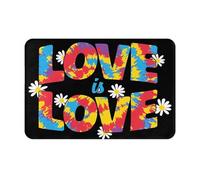 Tapis Entree Fierté LGBT Rainbow l'amour Gay Est l'amour Coloré Durable Tapis De Porte Douces Paillasson Interieur pour Patio Jardin Maison 60X40Cm