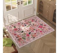 Tapis Entree Fleurs Roses Élégantes Paillasson Exterieur Entree Paillasson Interieur Antidérapant Lavable Tapis Entree Interieur pour Cuisine Couloir Tapis D'entrée 60x90 cm