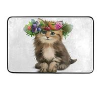 Tapis Entrée Fluffy Kitten Hat Fruit Doormats Résistant Carpette Robuste Descente De Bain pour Porte Couloir Cuisine 40X60 CM