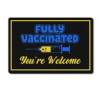 Tapis Entrée Fully Vaccinated You're Welcome Paillasson Extérieur Anti Poussiere Descente De Bain Lavable À La Machine Carpette pour Cuisine Maison Couloir 40X60 CM