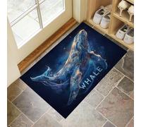 Tapis Entree Interieur 40 X 60 Cm, Baleine Fantastique Paillasson, Animaux Marins Tapis Entree, Antidérapant, Absorbant, Bleu Foncé Paillasson, Convient pour Le Salon Salle De Bain