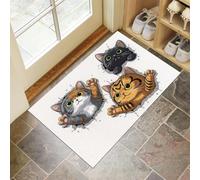 Tapis Entree Interieur 40 X 60 Cm, Chat Mignon Paillasson, Animaux Dessins Animés Tapis Entree, Antidérapant, Absorbant, Blanc Paillasson, Convient pour Le Salon Salle De Bain
