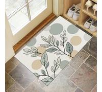 Tapis Entree Interieur 45 X 75 Cm, Feuilles Ligne Paillasson, Pois Simples Tapis Entree, Antidérapant, Absorbant, Vert Sauge Paillasson, Convient pour Le Salon Salle De Bain