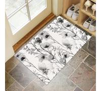 Tapis Entree Interieur 45 x 75 cm, Paillasson Interieur Entree Fleurs Sauvages Pétales, Tapis de Porte D'entrée Absorbant Lavable Antidérapant, Rayures Plantes Paillasson Fin pour Couloir