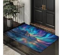 Tapis Entree Interieur 50 x 80 cm, Tapis De Antidérapant Aurores Boréales Montagnes Enneigées, Paillasson Merveilles Naturelles Du Ciel Nocturne Lavable Facile à Nettoyer, Paillasson Fin Pour Couloir