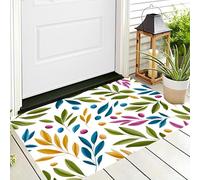 Tapis Entree Interieur 80X120Cm, Paillasson Interieur Pois Abstraits Feuilles D'Olivier, Tapis De Sol Absorbant Lavable Antidérapant Plantes Dessinées Main, Paillasson Entrée Fin Pour Couloir, Beige