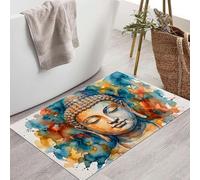 Tapis Entree Interieur 80X120Cm, Paillasson Interieur Sculpture Zen Ink Splash, Tapis De Sol Absorbant Lavable Antidérapant Méditation Traditionnelle, Paillasson Entrée Fin Pour Couloir, Beige Cyan