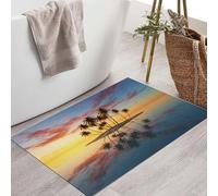 Tapis Entree Interieur 90X150Cm,Paillasson Interieur Île Tropicale Du Coucher Soleil,Tapis De Sol Absorbant Lavable Antidérapant Vue Sur La Mer Méditerranée,Paillasson Entrée Fin Pour Couloir,Jaune