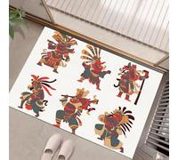 Tapis Entree Interieur Antidérapant, Paillasson Guerrier Maya Lavable en Machine, Style Simple Absorbante Tapis, Paillasson Interieur Entree pour Entrées, Blanc 50 X 80 Cm