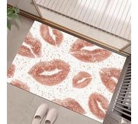 Tapis Entree Interieur Antidérapant, Paillasson Marque Baiser Lavable en Machine, Romance Moderne Absorbante Tapis, Paillasson Interieur Entree pour Entrées, Rose 45 X 75 Cm