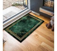 Tapis Entree Interieur Bordure Rectangulaire 80 x 120 cm, Paillasson Marbre De Luxe Antidérapant Lavable, Tapis Entree Absorbant à Profil Bas pour Entrée, Porte et Couloir, Émeraude