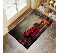 Tapis Entree Interieur Bus À Impériale Big Ben, Tapis D'entrée Antidérapant Lavable Ville Architecture,Paillasson Absorbant Gris Foncé, Paillasson Interieur 50 x 80 cm pour Chambre Couloi