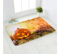 Tapis Entree Interieur Citrouille Vert Orange Tapis D'entrée Antidérapant Paillasson Exterieur Interieur Polyester Paillasson Extérieur Rug Salon Lavable Tapis Entrée Couloir Chambre 100x150cm