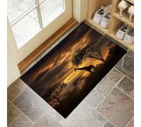 Tapis Entree Interieur Coucher Soleil Girafe, Tapis D'entrée Antidérapant Lavable Afrique Animaux,Paillasson Absorbant Jaune, Paillasson Interieur 45 x 75 cm pour Chambre Couloi