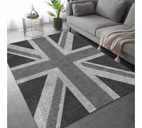 Tapis Entree Interieur Drapeau Britannique 60x90cm Petit Tapis Union Jack Antidérapant Lavable Doux Poils Courts Decoration 3D Motif Gris Paillasson pour Chambre, Entrée, Porte et Couloir a/586