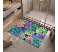 Tapis Entree Interieur Feuilles Tropicales À L'Aquarelle avec TPR Antidérapant, 40 x 60 cm | Monstera Deliciosa Oiseau Du Paradis Tapis de Porte Antidérapant, Absorbantes pour Entrée, Porte et Couloir