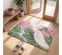 Tapis Entree Interieur Forêt De Cerisiers En Fleurs Au Printemps, 50 x 80 cm Lavable en Machine | Paillasson Pour Porte Paon Flux, Antidérapant, Poil Ras pour Chambre Salle a Manger Descente de Lit