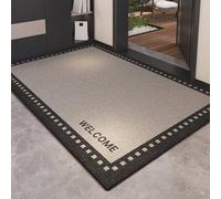 Tapis Entree Interieur Gris Clair Noir Tapis D'entrée Facile à Nettoyer Antidérapant Lavable en Machine pour Chambre Cuisine Couloir Paillasson Interieur Exterieur 80x120 cm