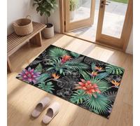 Tapis Entree Interieur Jungle Dense, 80 x 120 cm Lavable en Machine | Paillasson Pour Porte Monstera Deliciosa Oiseau De Paradis Ananas, Antidérapant pour Chambre Salle a Manger Descente de Lit