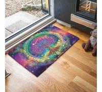 Tapis Entree Interieur Paillasson 40 x 60 cm, Tapis Cuisine Devant Evier Antidérapant et Lavable en Machine Tapi Mandala Wind Arbres fantastiques pour Entrée Couloir, Cuisine, Porte Violet-vert