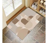 Tapis Entree Interieur Paillasson 45 x 75 cm, Style géométrique abstrait Rectangle elliptique Tapis Cuisine Devant Evier Antidérapant et Lavable en Machine Tapi d'animaux pour Entrée CouloirBeige