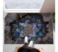 Tapis Entree Interieur Paillasson 60 x 90 cm, Tapis Cuisine Devant Evier Antidérapant et Lavable en Machine Tapi Mandala Wind Fleurs dans le mur pour Entrée Couloir, Cuisine, Porte Bleu-violet