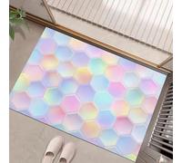 Tapis Entree Interieur Paillasson 60 x 90 cm, Thème des rêves Motif hexagonal Tapis Cuisine Devant Evier Antidérapant et Lavable en Machine Tapi d'animaux pour Entrée Couloir, Cuisine, Porte Rose