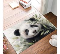 Tapis Entree Interieur Paillasson 60X90Cm Pandas Peints L'Encre Naturelle, Tapis Cuisine Devant Evier Antidérapant Lavable Paillasson Animaux Forêt Bambous Pour Entrée Couloir, Cuisine, Noir Blanc