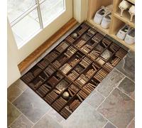 Tapis Entree Interieur Paillasson 80X120Cm Bibliothèque Rétro Ensoleillée, Tapis Cuisine Devant Evier Antidérapant Lavable Paillasson Bibliothèque Médiévale Pour Entrée Couloir, Cuisine, Brun