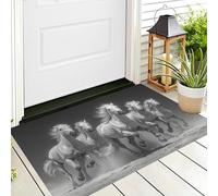 Tapis Entree Interieur Paillasson 90 x 150 cm, Tapis Chevaux Blancs Au Galop Antidérapant Et Lavable en Machine Paillasson Réalisme Animal pour Entrée Couloir, Cuisine, Porte