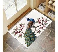 Tapis Entree Interieur, Paillasson Lavable en Machine, Branche De Baies Paon, Animal Élégant, à Poils Courts, Antidérapant Et Doux, Idéal pour Couloir, Entrée Ou Cuisine, 40 x 60 cm