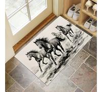 Tapis Entree Interieur, Paillasson Lavable en Machine, Chevaux Au Galop, Animaux Peints À L'Encre, à Poils Courts, Antidérapant Et Doux, Idéal pour Couloir, Entrée Ou Cuisine, 40 x 60 cm