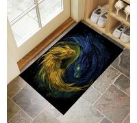 Tapis Entree Interieur, Paillasson Lavable En Machine, Deux Dragons Symbole Du Yin Et Du Yang, Art Fantastique, à Poils Courts, Antidérapant Et Doux, Idéal Pour Couloir, Entrée Ou Cuisine, 45 x 75 cm