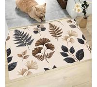 Tapis Entree Interieur, Paillasson Lavable En Machine, Feuilles Ginkgo Fougères, Fleurs Minimalistes, À Poils Courts, Antidérapant Et Doux, Idéal Pour Couloir, Entrée Ou Cuisine, Crème, 80 X 120 Cm