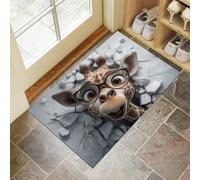 Tapis Entree Interieur, Paillasson Lavable En Machine, La Girafe Défonce Le Mur, Animaux Rigolos En 3D, à Poils Courts, Antidérapant Et Doux, Idéal Pour Couloir, Entrée Ou Cuisine, 40 x 60 cm