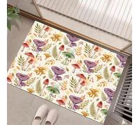 Tapis Entree Interieur, Paillasson Lavable en Machine, Plantes à l'aquarelle Champignons Feuilles Baies, à Poils Courts, Antidérapant et Doux, Idéal pour Couloir, entrée ou Cuisine, Violet, 40 x 60 cm