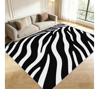 Tapis Entree Interieur Rayures Noires Et Blanches 60x90cm Petit Tapis Zèbre Antidérapant Lavable Doux Poils Courts Decoration 3D Résumé Paillasson pour Chambre, Entrée, Porte et Couloir a/2413