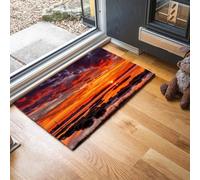 Tapis Entree Interieur Roseaux Et Marais 60 x 90 cm, Paillasson Coucher De Soleil sur Le Lac Antidérapant Lavable, Tapis Entree Absorbant à Profil Bas pour Entrée, Porte et Couloir, Orange